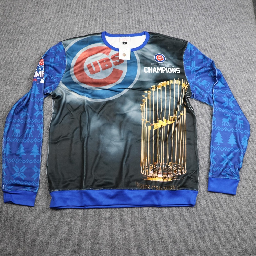 Chicago Cubs Sweatshirt Mens XL Blue 2016 World Series Champions‎ MLB Baseball